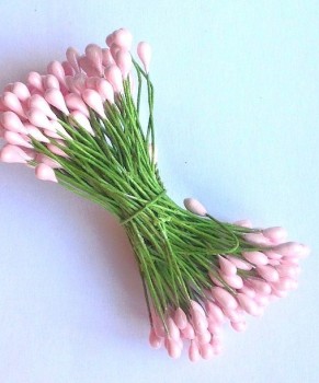 Тычинки розовые глянец (зеленая проволока)